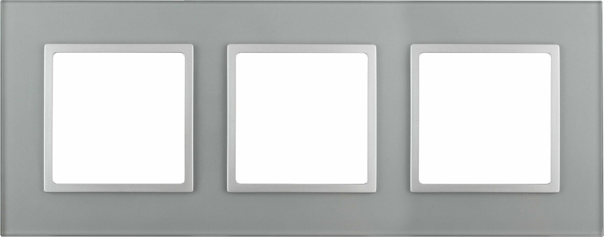 фото 14-5103-03 ЭРА Рамка на 3 поста, стекло, Эра Elegance, алюминий+алюм (5/25/900)