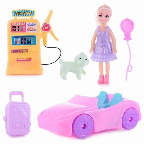 Кукла Oubaoloon с машинкой, с аксессуарами, пластик, в пакете (RZ388-26)