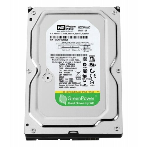 Жесткий диск Western Digital WD2500AVVS 250Gb IntelliPower SATAII 35 HDD 323000₽