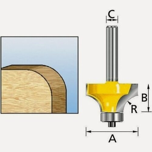 Изображение товара Фреза Makita кромочная для закруглений, хв-8мм, ф22.2х12.7мм, R-4.8мм, подшипник ф12.7мм