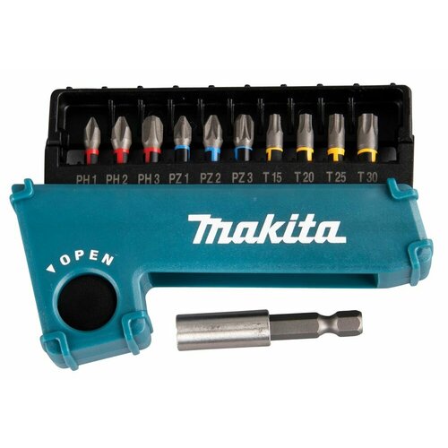 Набор насадок Makita Impact Premier 11 шт, 25мм, C-form (PH, PZ, T, магнитный держатель), E-03567 набор торсионных бит ph2 10 шт