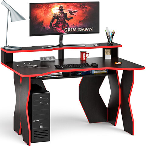 Стол для геймера с надстройкой МД-СК5-1400Н цвет венге/кромка белая