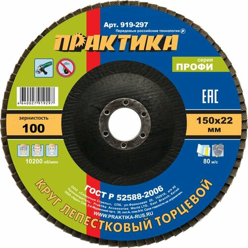 Шлифовальный лепестковый круг ПРАКТИКА 919-297