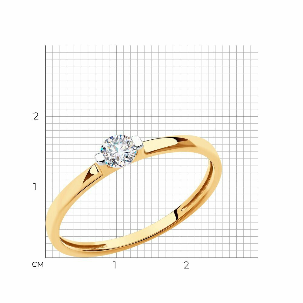 Кольцо Diamant, красное золото, 585 проба, фианит, размер 16, бесцветный — фото 1