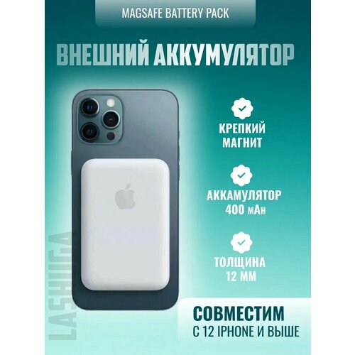 Портативный внешний магнитный аккумулятор беспроводная зарядка на iPhone 5000 mAh повербанк белый 195000₽