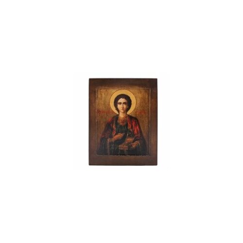 Икона Пантелеимон 18х14 П-04 прямая печать по левкасу, золочение #112494