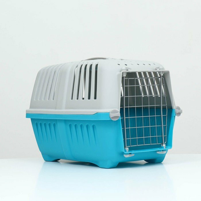 фото Переноска пластиковая 47 х 30 х 35 см, вес до 9 кг, синяя