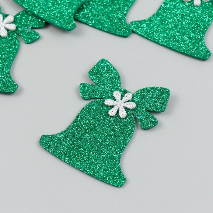 фото Декоративные украшения Sima-land "Колокольчик с цветком", 5х6 см, зеленые, фоам, глиттер, 6 шт (ю-32)