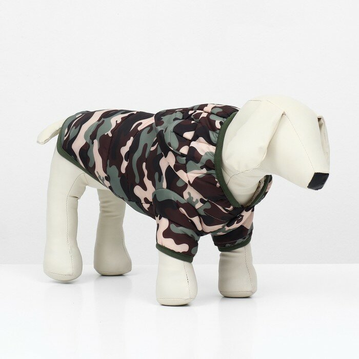 Куртка для собак "Боец" с капюшоном размер ХL (ДС 38 ОГ 48 см) камуфляж 9712503