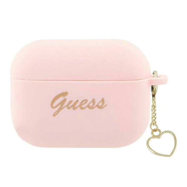 Guess Чехол Guess Silicone Script logo with Heart charm для Airpods Pro 2 (2022), розовый