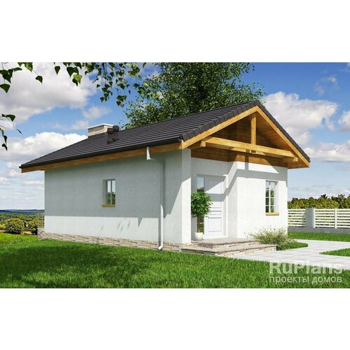 Одноэтажный жилой дом с террасой (37 м2, 12м x 6м) Rg5770