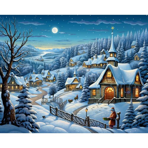 Картина по номерам Зимний вечер холст на подрамнике 40х50 см, GX46479 картина по номерам зимний вечер 40х50 см