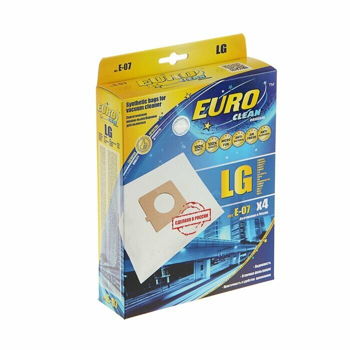 Мешок-пылесборник Euroclean e-07/4 синтетический, многослойный, 4 шт (LG TB-33)