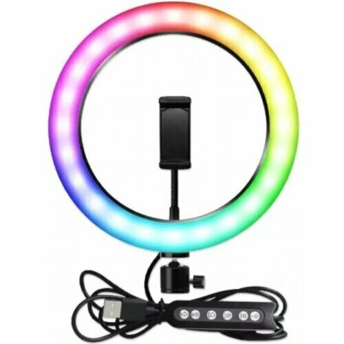 Лампа кольцевая цветная MJ36 RGB LED с пультом на проводе 36см в коробке 201300₽