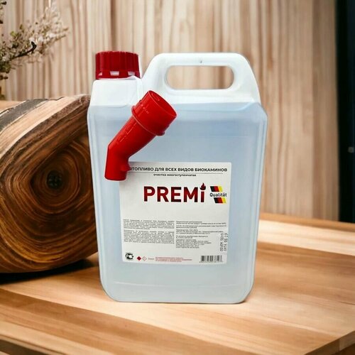 5 литров / Удобный носик для заливки / Биотопливо для камина / PREMI / Многоступенчатая очистка / Без запаха
