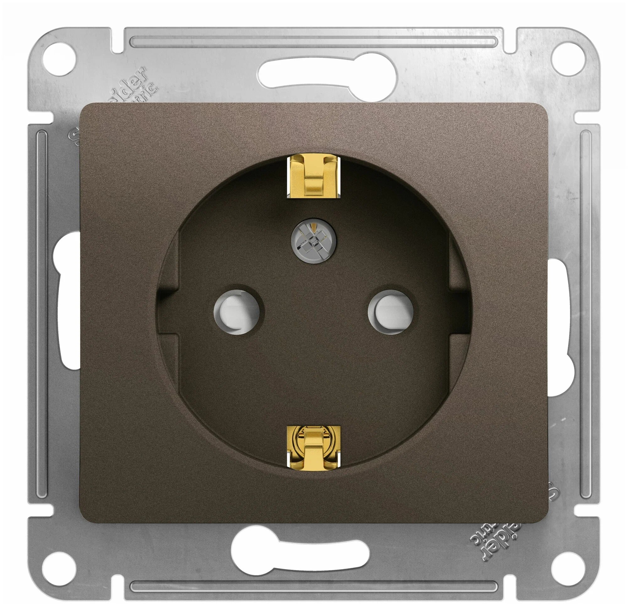 Glossa GSL000845 Розетка с заземляющим контактом и шторками (16 А, под рамку, скрытая установка, шоколад) Schneider Electric - фото №5