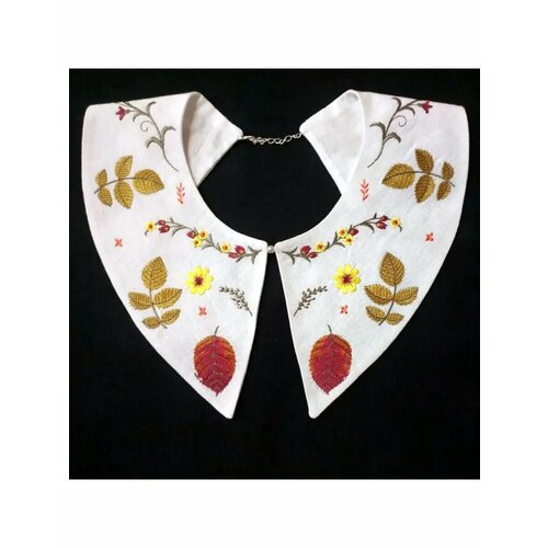 Воротник съемный с вышивкой льняной