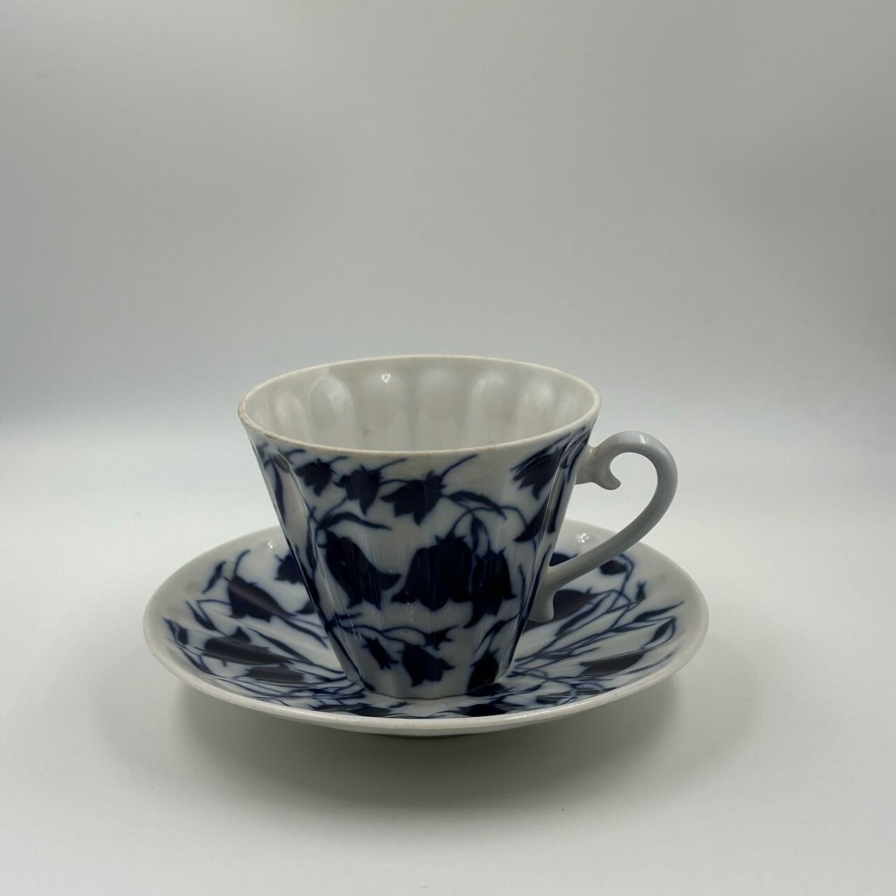 фото Кофейная пара 2 предмета "Колокольчики" Кобальт ЛФЗ СССР