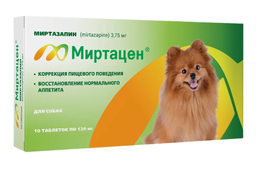 Таблетки Apicenna Миртацен для собак, 3,75 мг 10шт. в уп, 1уп.