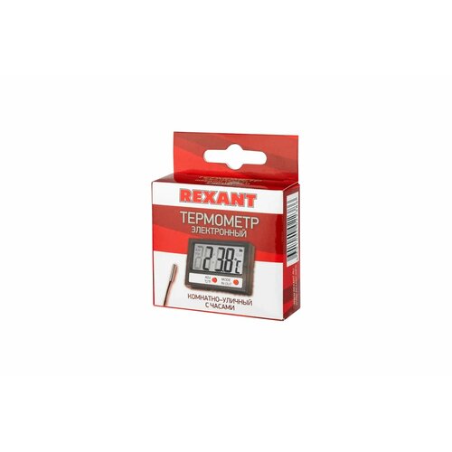 Термометр электронный комнатно-уличный с часами REXANT 90000₽
