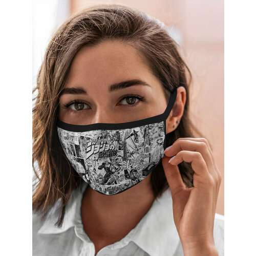 Маска многоразовая защитная Аниме JoJo Bizarre Adventure Серый комикс 468₽