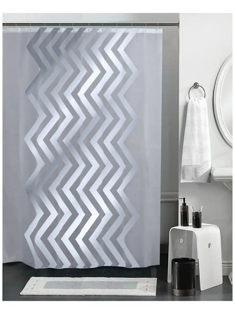 Штора для ванной Zigzag Silver 180x180см
