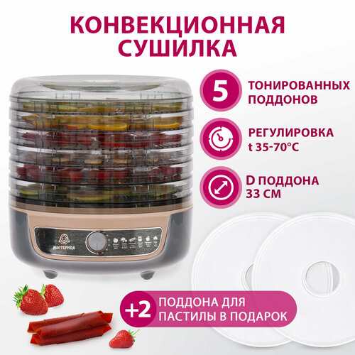 Мастерица EFD-1004VM серо-беж 5 тонир. поддонов + 2 поддона для пастилы в подарок