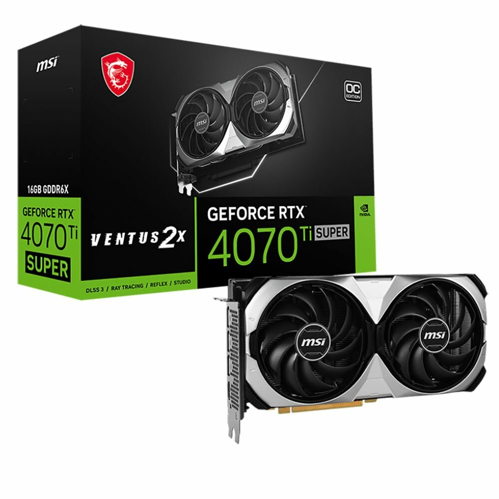 Видеокарта MSI PCI-E 4.0 RTX 4070 Ti SUPER 16G VENTUS 2X OC NVIDIA GeForce RTX 4070TI Super 16Gb 256