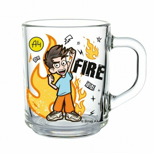 Детская стеклянная кружка Влад А4 Огонь 230 мл, для СВЧ