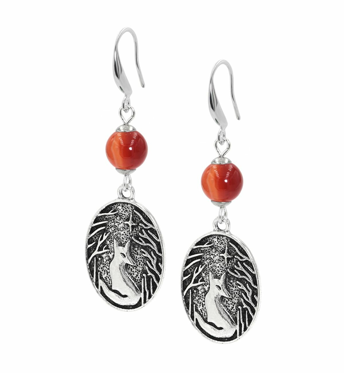Серьги с подвесками SILVARIE, сердолик, оранжевый, серебряный
