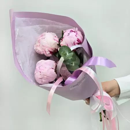 Букет "Талисман Флора Розовые пионы" B2373 монобукет каскадный розовый 40 см