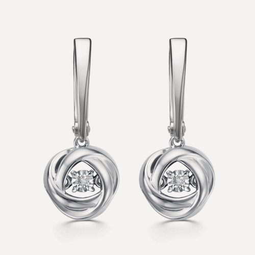 Изображение товара Серьги, серебро, 925 проба, родирование, бриллиант