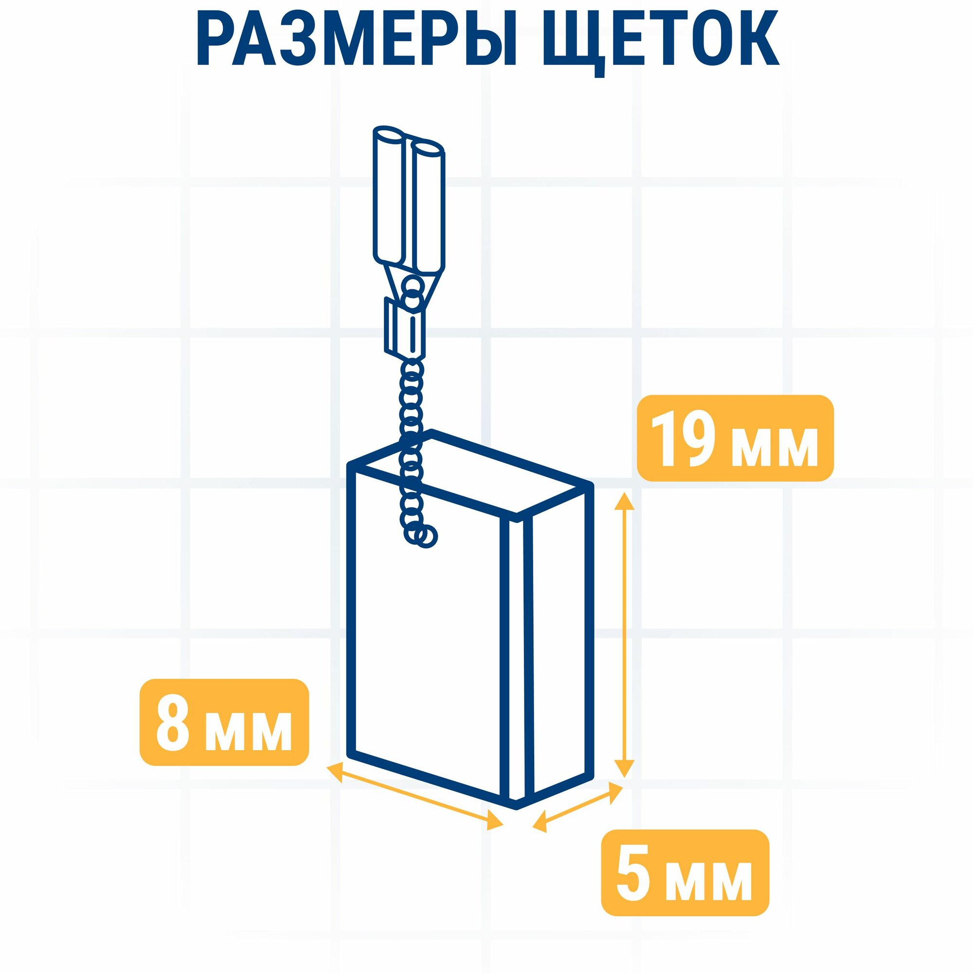 Щетки угольные/графитовые ПРАКТИКА для BOSCH (аналог 1617000525) 5x8x19 мм, автостоп, 2 шт — фото 1