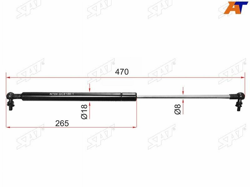 . SAT Амортизатор (Газовый упор) капота для TOYOTA LAND CRUISER PRADO 120 02-09/LEXUS GX470 02-07/ HILUX SURF/4RUNNER