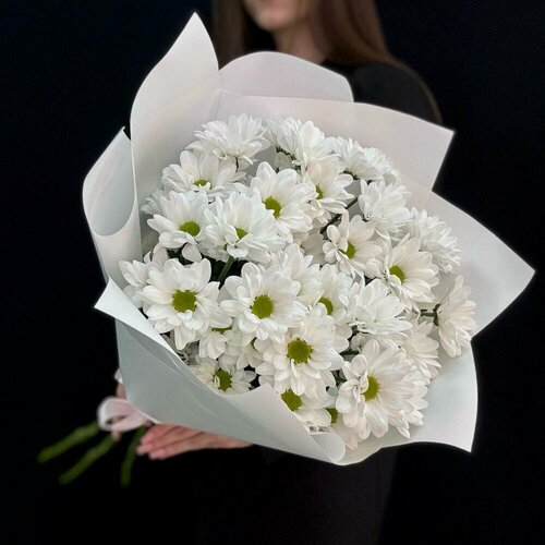 Изображение товара Хризантемы / Букет хризантем 5 шт / Белые хризантемы / Букет живых цветов Москва