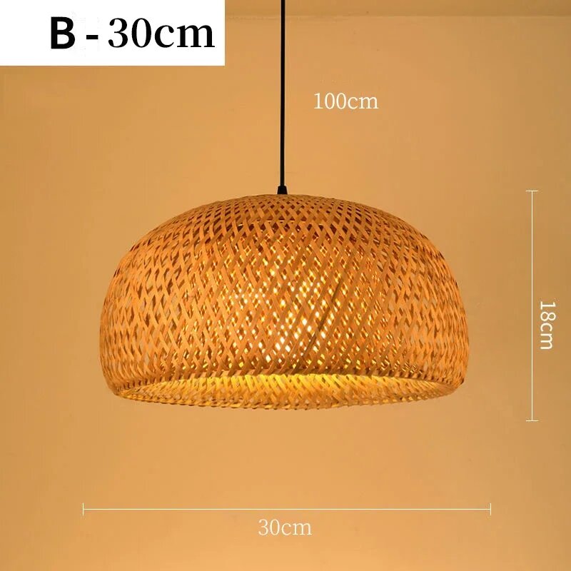 фото Бамбуковый Плетеный абажур из ротанга, деревенский подвесной светильник, плетеная подвесная люстра для ресторана, кухни, столовой, лампа из ротанга