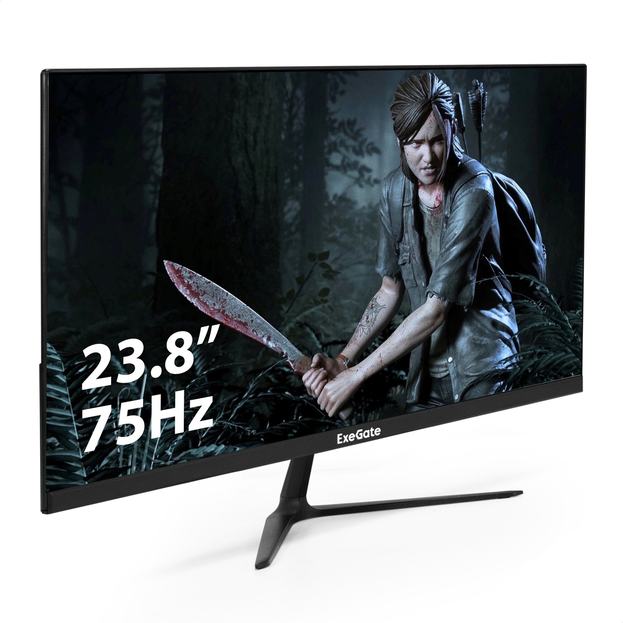 Монитор безрамочный с аудио 23.8" ExeGate ProSmart EV2407A (VA, FHD, 1920x1080@75Гц, 16:9, 280cd/m2, 3000:1, 178°/178°, 5ms, Speakers, D-Sub, HDMI1.4, FreeSync, Low Blue Light, кабель HDMI 1.5м, VESA 75x75, регулировка наклона, черный) EX294344RUS