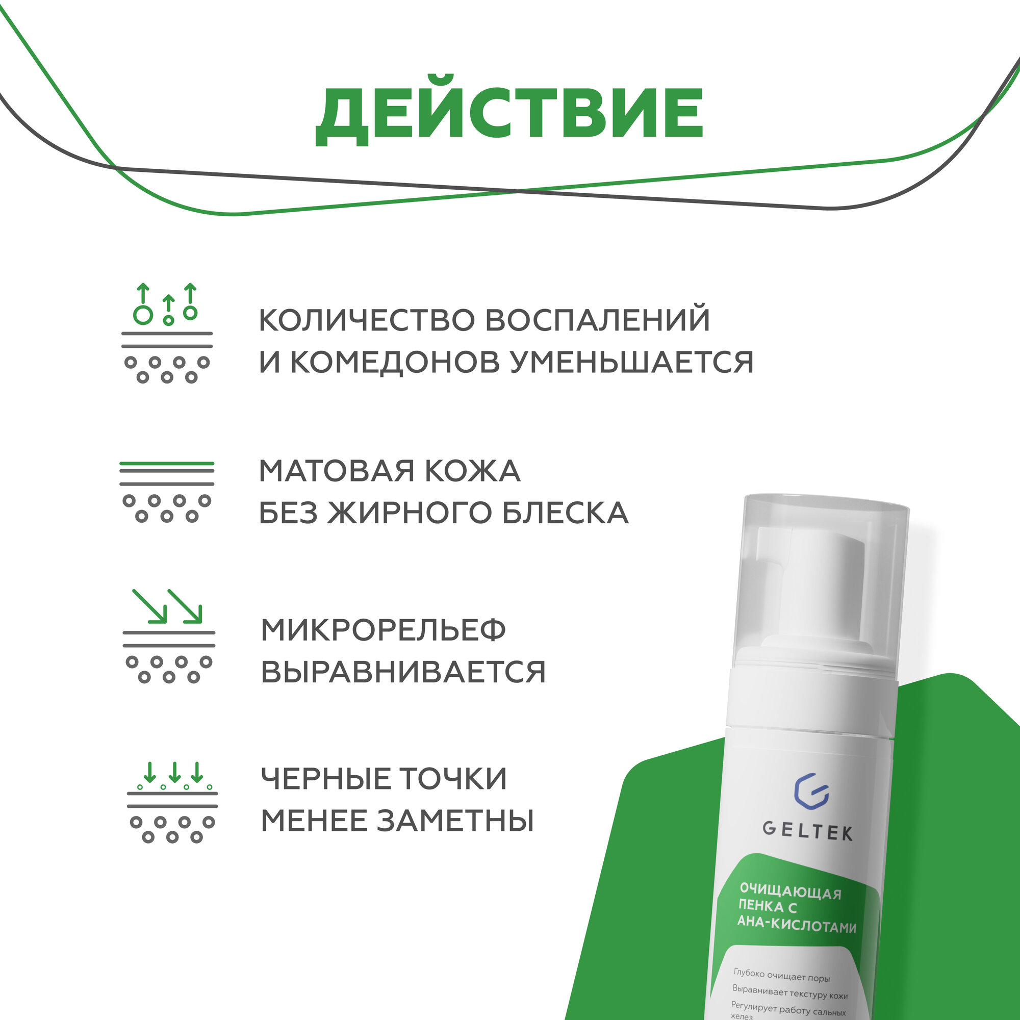 Гельтек Пенка для умывания с AHA-кислотами, очищающий мусс для лица, 150 мл + миниатюра — фото 1