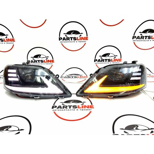 Фары передние Лада Ларгус в стиле Лексус 20 с бегающими поворотниками и двойными BI-LED линзами комплект 27370₽