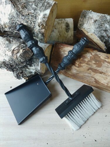 Изображение товара Совок и щетка каминная для уборки золы, маленький каминный набор