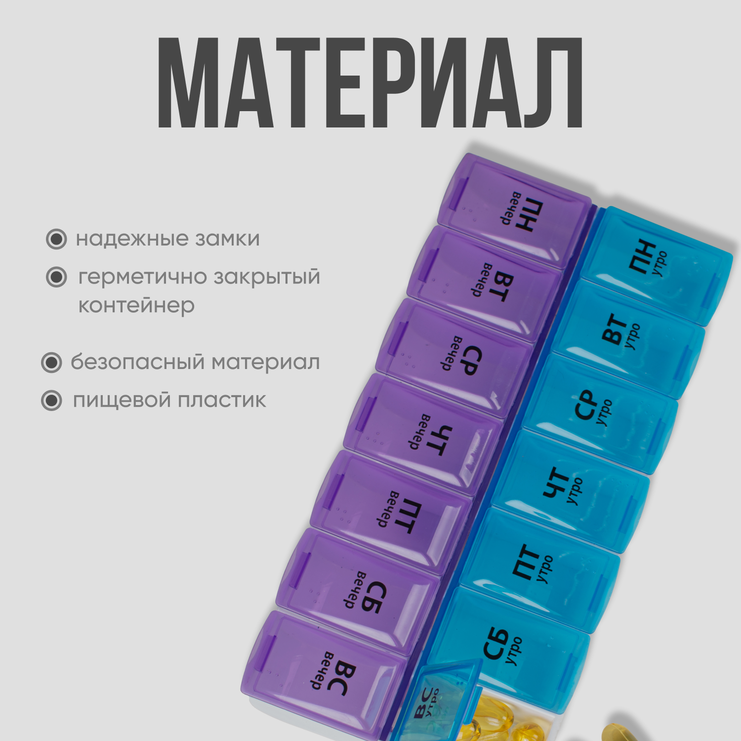 Таблетница на неделю 2 приема в день, органайзер для таблеток Onetimex ON_TAB_NGL — фото 1
