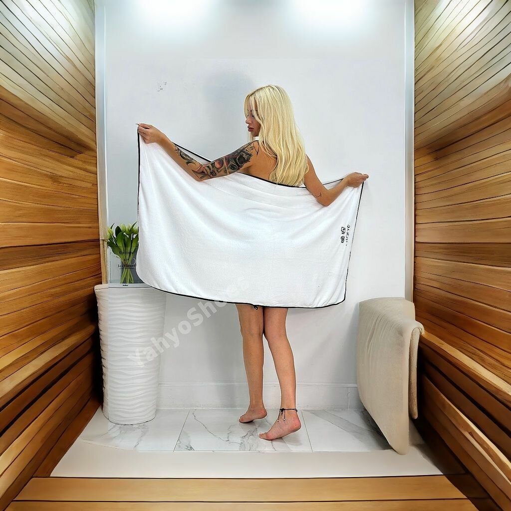 Полотенце Yahyo.tex, микрофибра, банное, 70x140 см, велюровое, белое — фото 1