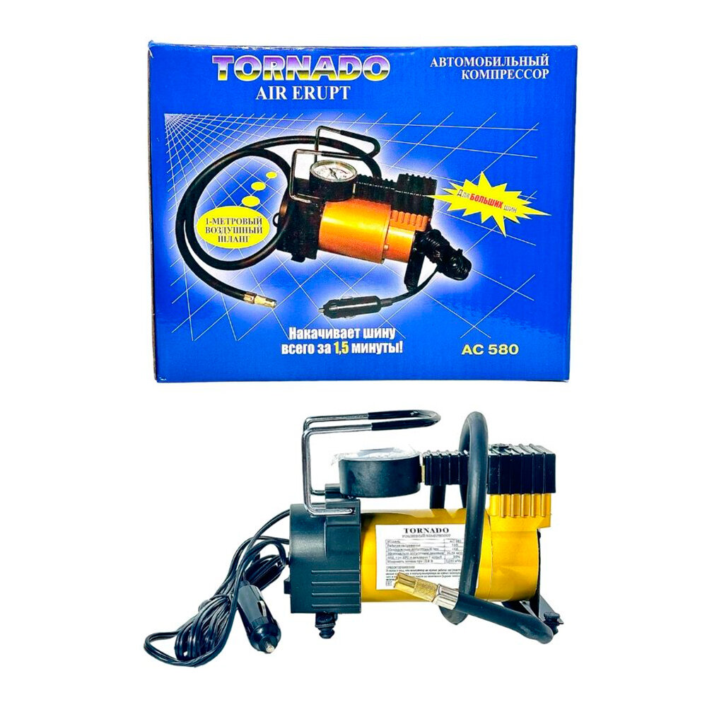 Компрессор TORNADO AC-580 с металлическим корпусом в чехле, 30л/мин, 150PSI, 12V — фото 1
