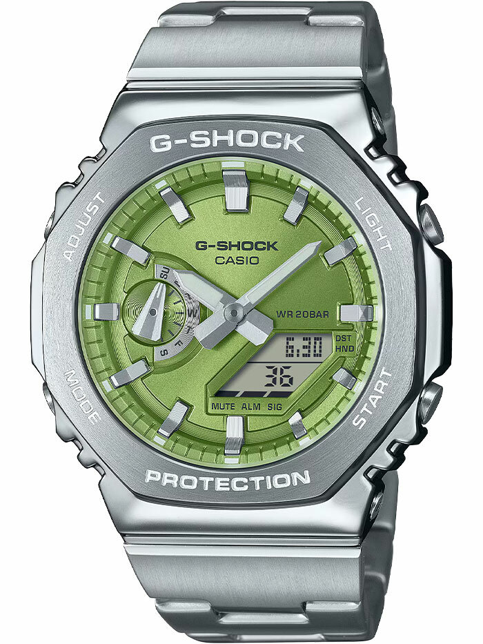 Наручные часы CASIO G-Shock, серебряный, зеленый — фото 1