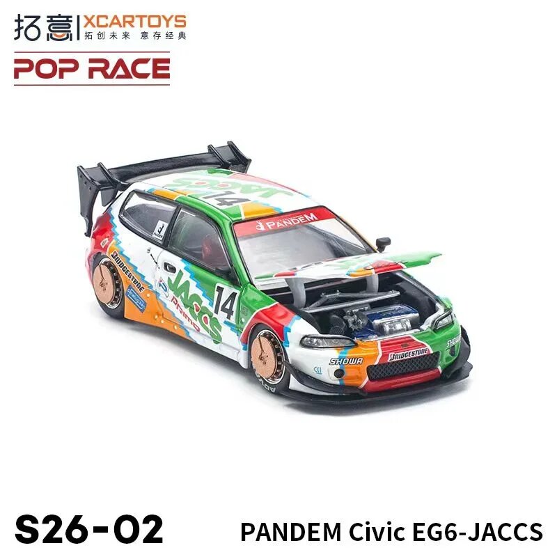 Модель автомобиля Xcartoys x POP RACE 1:64 Civic EG6 PANDEM JACCS металлическая
