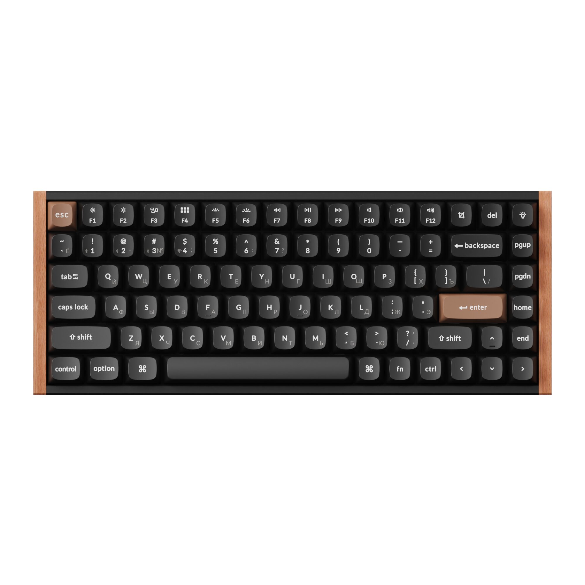 Беспроводная механическая клавиатура Keychron K2 HE, Gateron 2.0 magnetic switch Nebula, черный/дерево