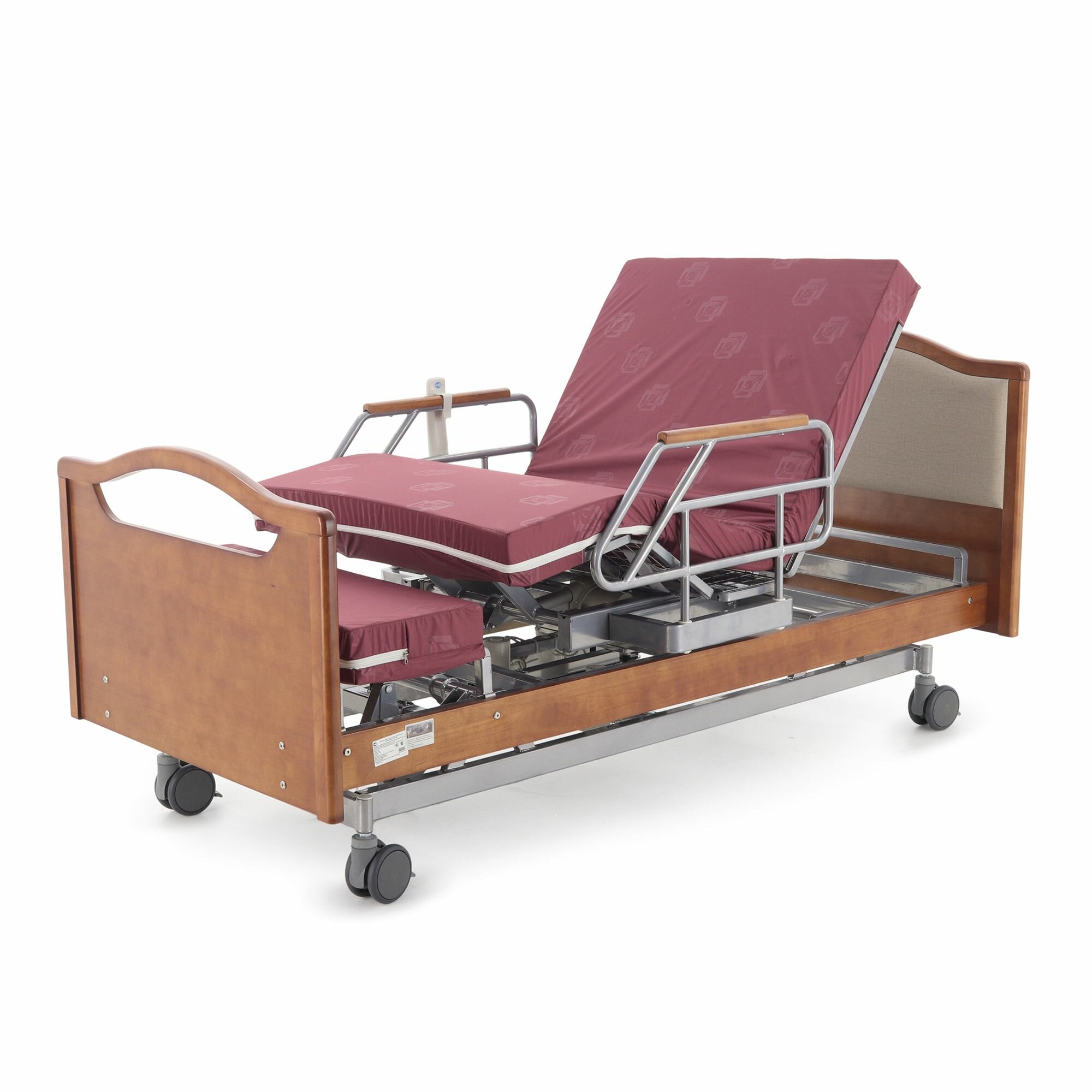 Медицинская кровать электрическая MED-MOS DB-2B (П) (коричневый) с функцией кардиокресло поворотным креслом в правую сторону для лежачих больных