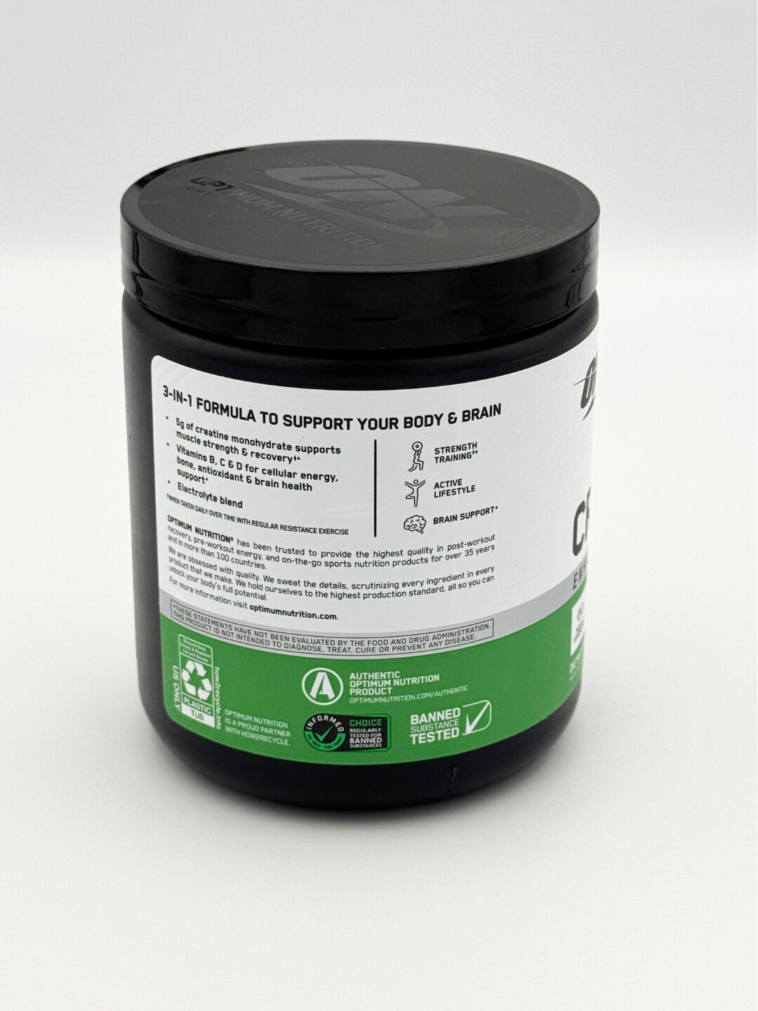 Креатин Optimum Nutrition CREATINE + Plus, форма моногидрат, апельсин, без ГМО, 380 г — фото 1