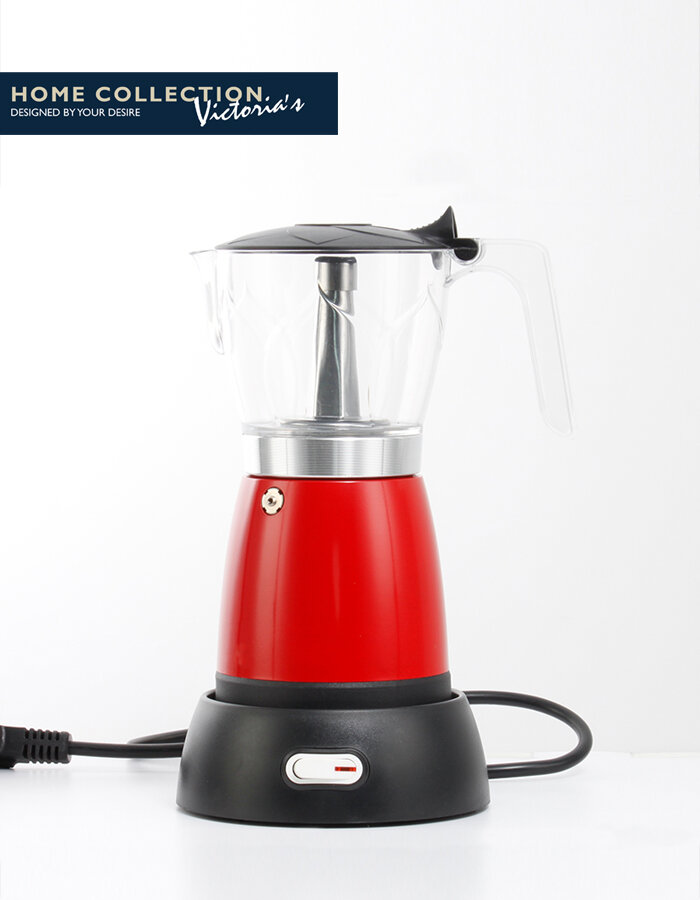 Гейзерная кофеварка Академия кофе на 6 чашек VHC красного цвета