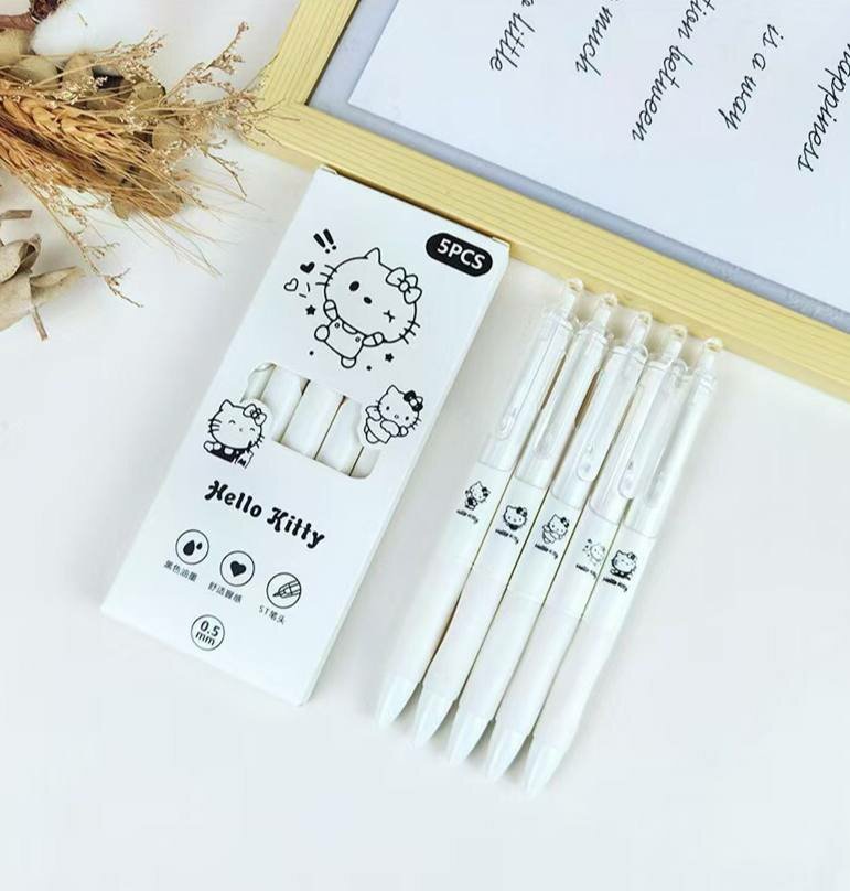 Бренд Hello Kitty, набор гелевых ручек, в упаковке 5 шт, чёрные